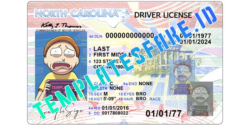 fake nc drivers license template